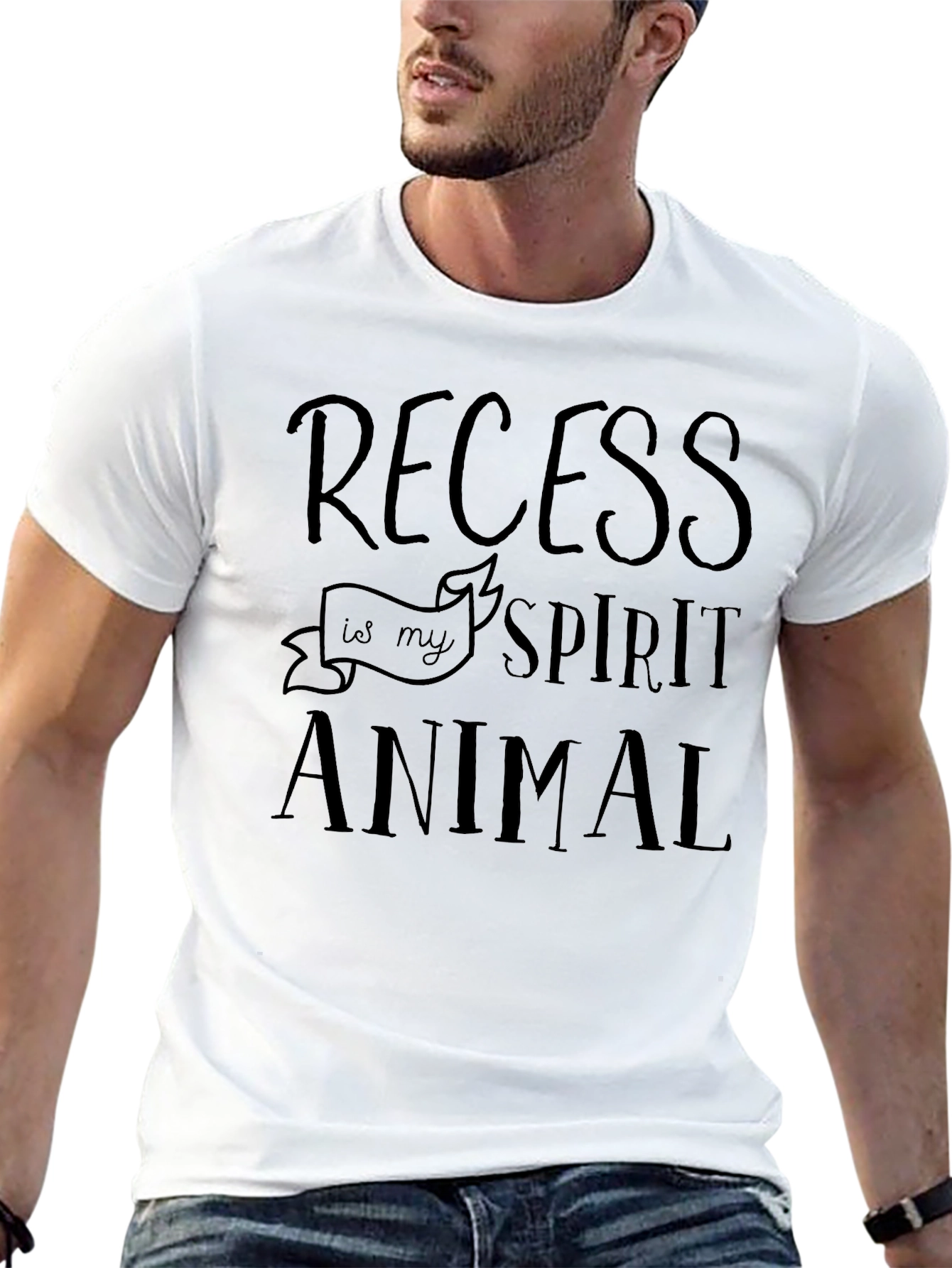 Recess is My Spirit Animal Black Graphic T-Shirt