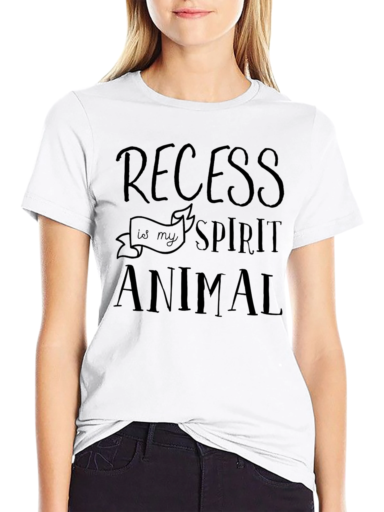 Recess is My Spirit Animal Black Graphic T-Shirt