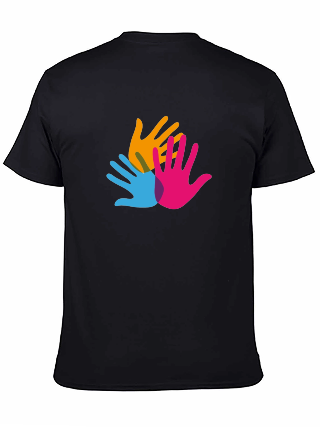 Colorful Hands Graphic Black T-Shirt