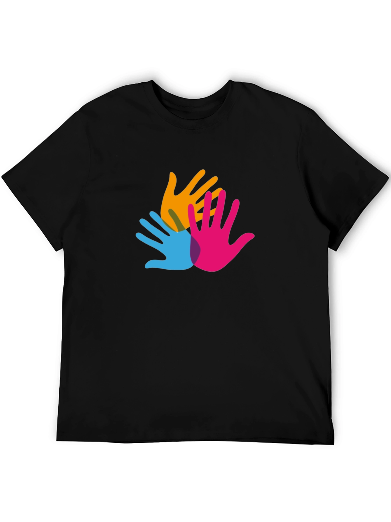 Colorful Hands Graphic Black T-Shirt