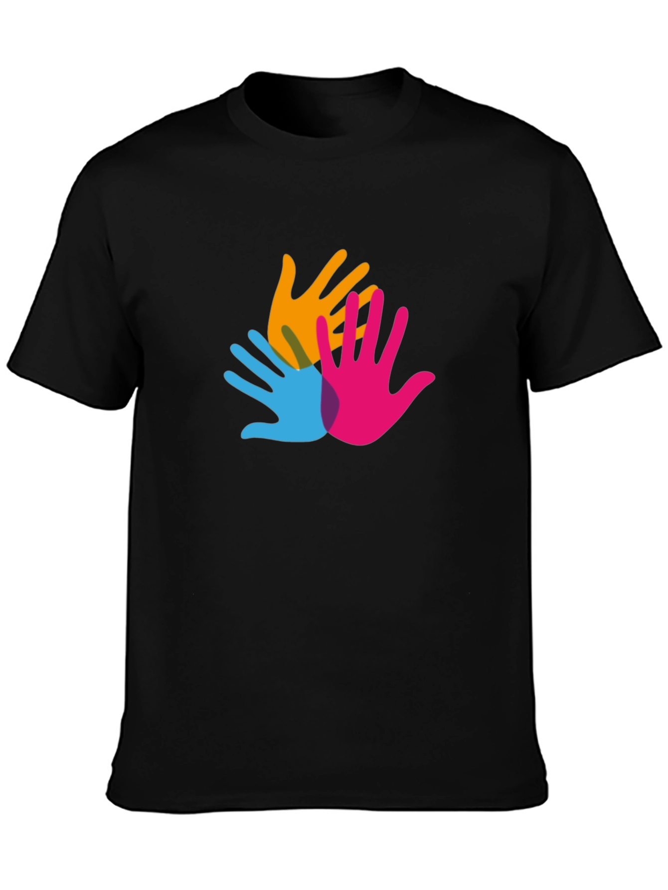 Colorful Hands Graphic Black T-Shirt