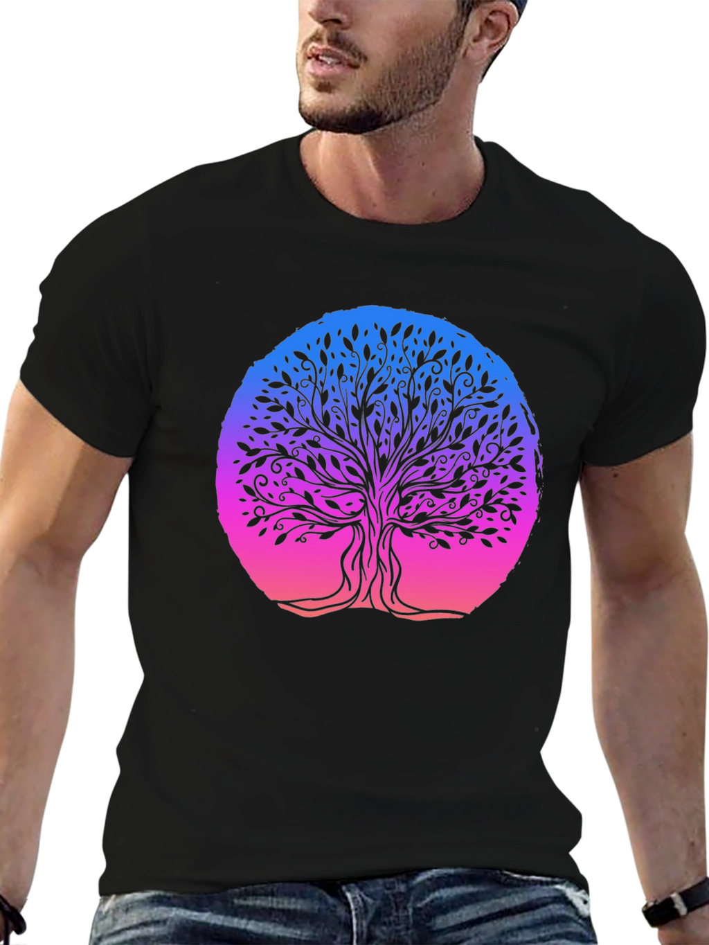 Tree of Life Graphic Tee - Black Cotton Blend