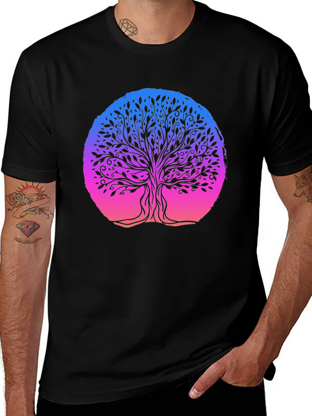 Tree of Life Graphic Tee - Black Cotton Blend