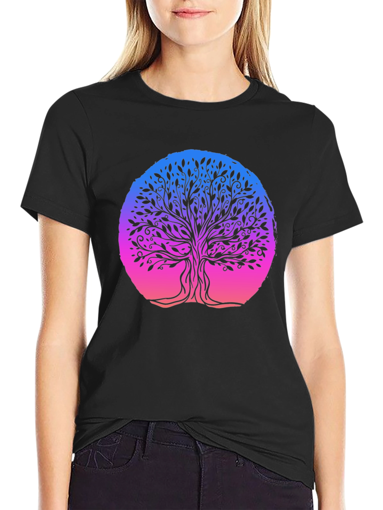 Tree of Life Graphic Tee - Black Cotton Blend
