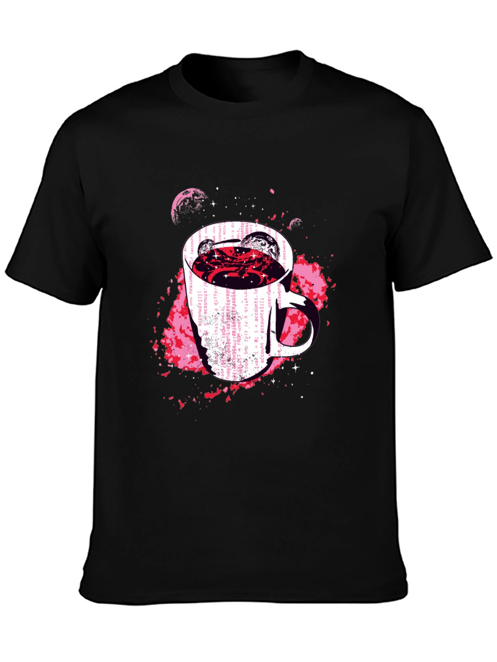 Cosmic Coffee Mug Graphic Tee - Black