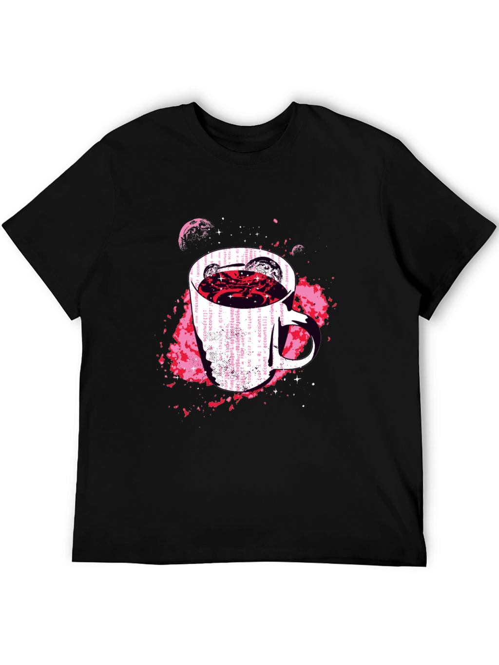 Cosmic Coffee Mug Graphic Tee - Black