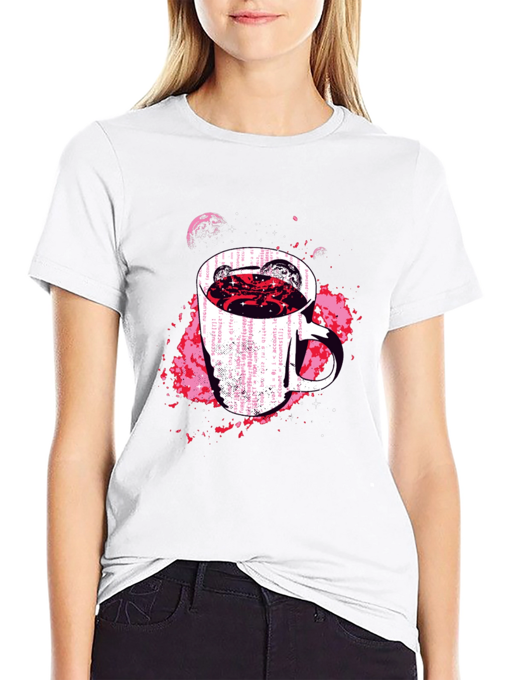 Cosmic Coffee Mug Graphic Tee - Black