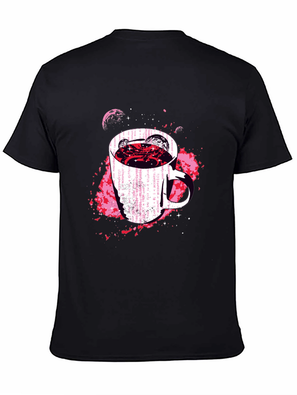 Cosmic Coffee Mug Graphic Tee - Black