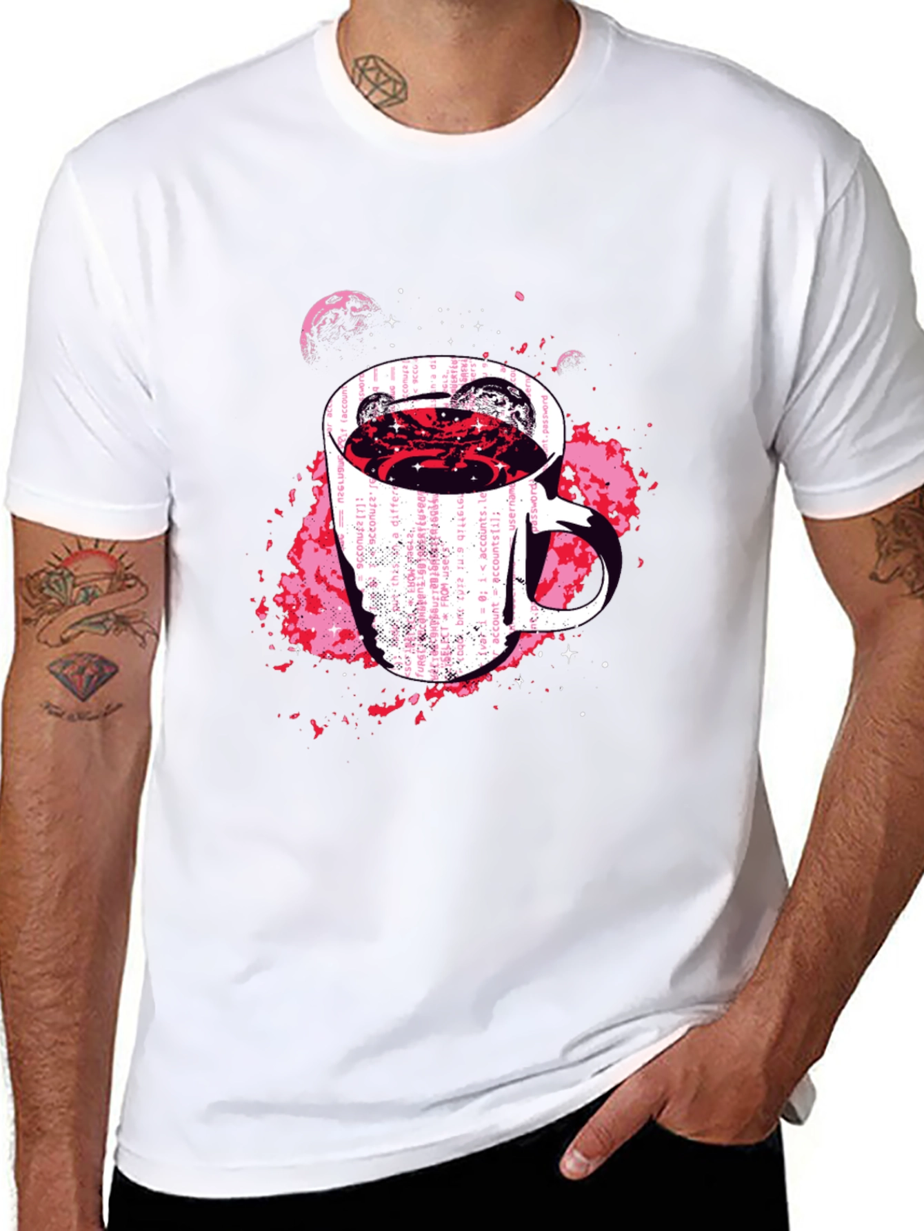 Cosmic Coffee Mug Graphic Tee - Black