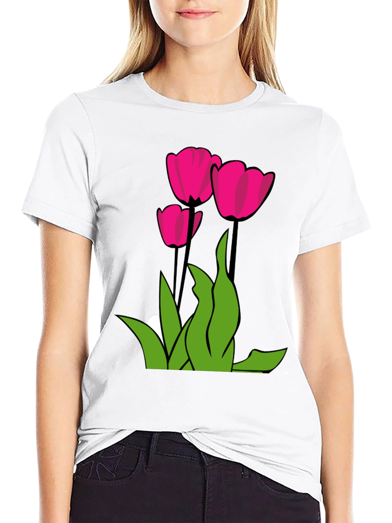 Tulip Graphic Tee - Modern Floral Design
