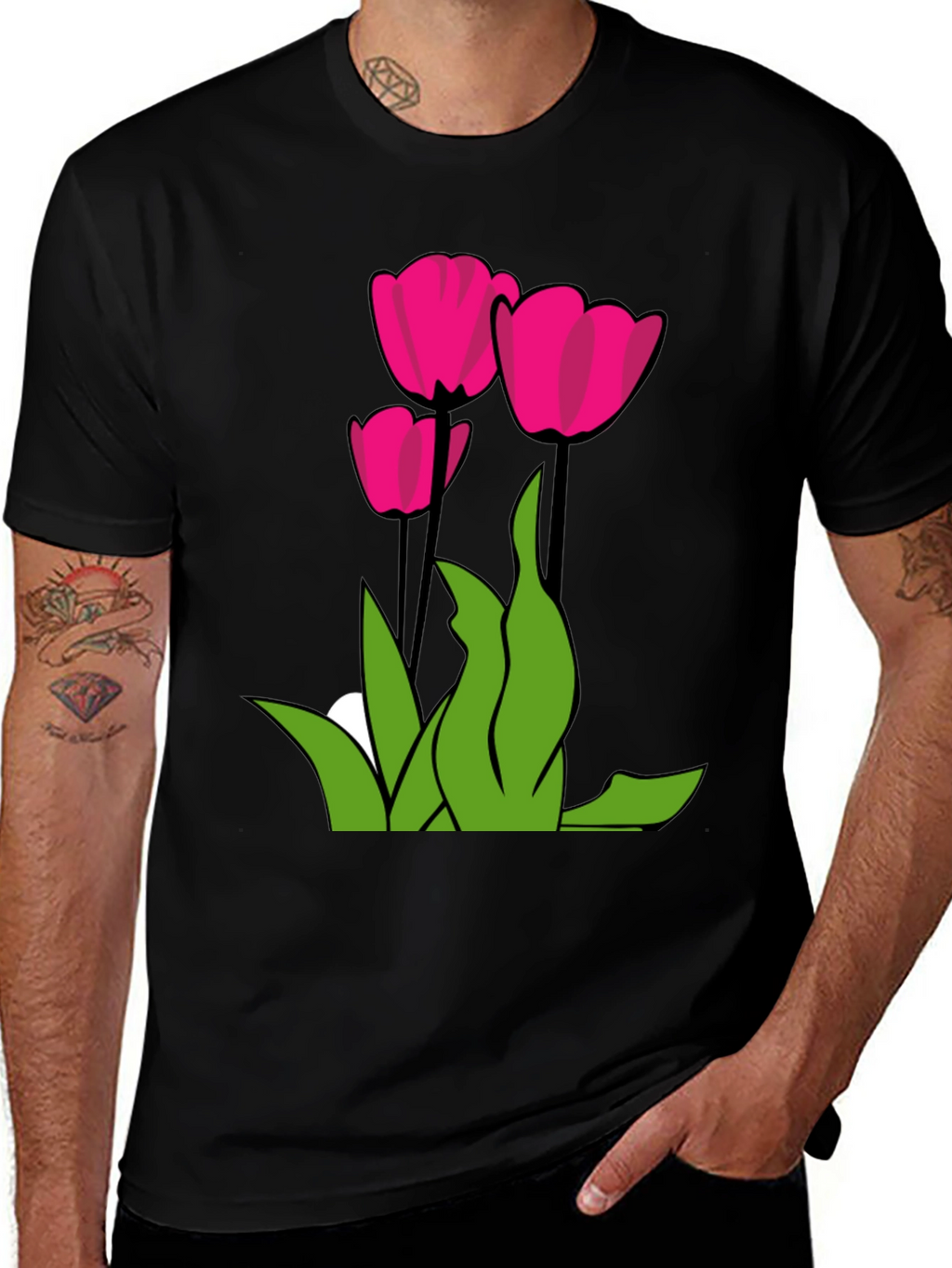 Tulip Graphic Tee - Modern Floral Design