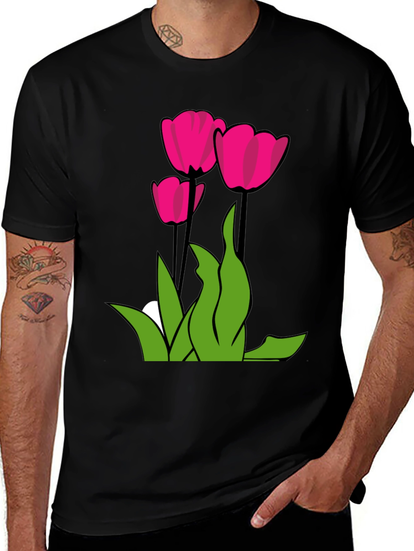Tulip Graphic Tee - Modern Floral Design