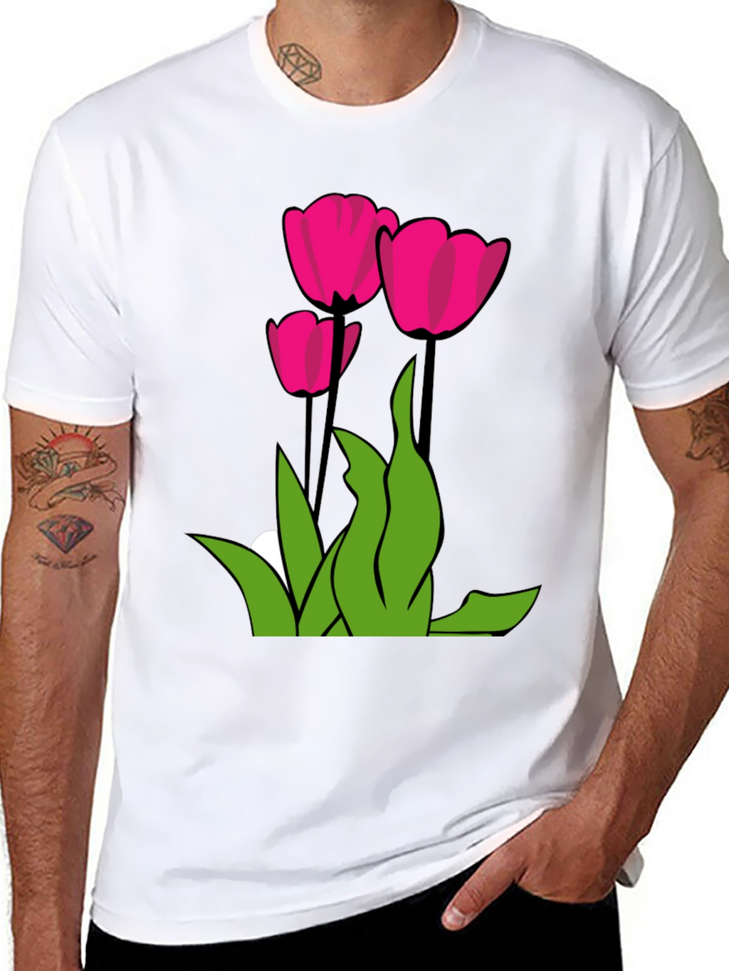 Tulip Graphic Tee - Modern Floral Design