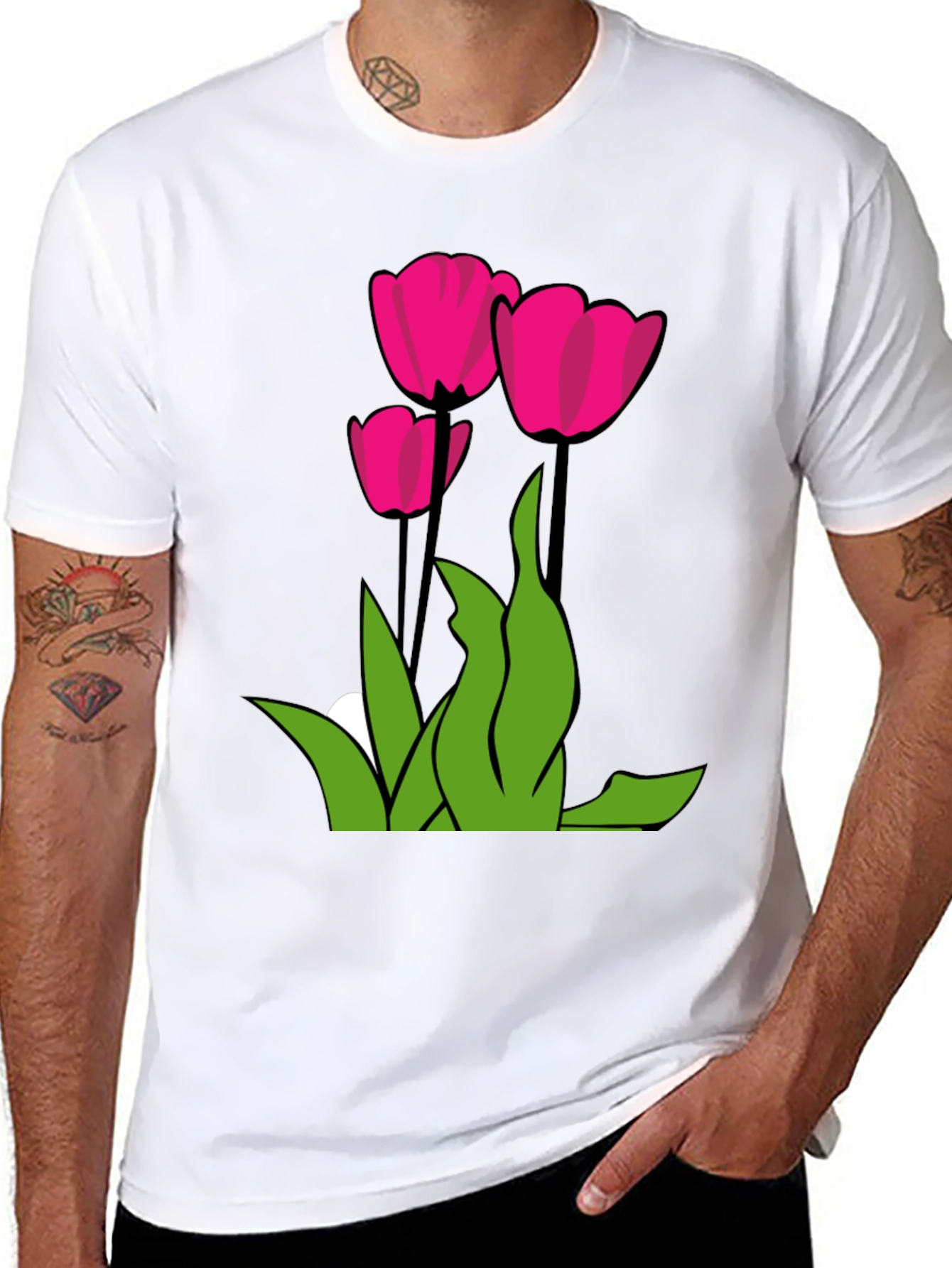Tulip Graphic Tee - Modern Floral Design