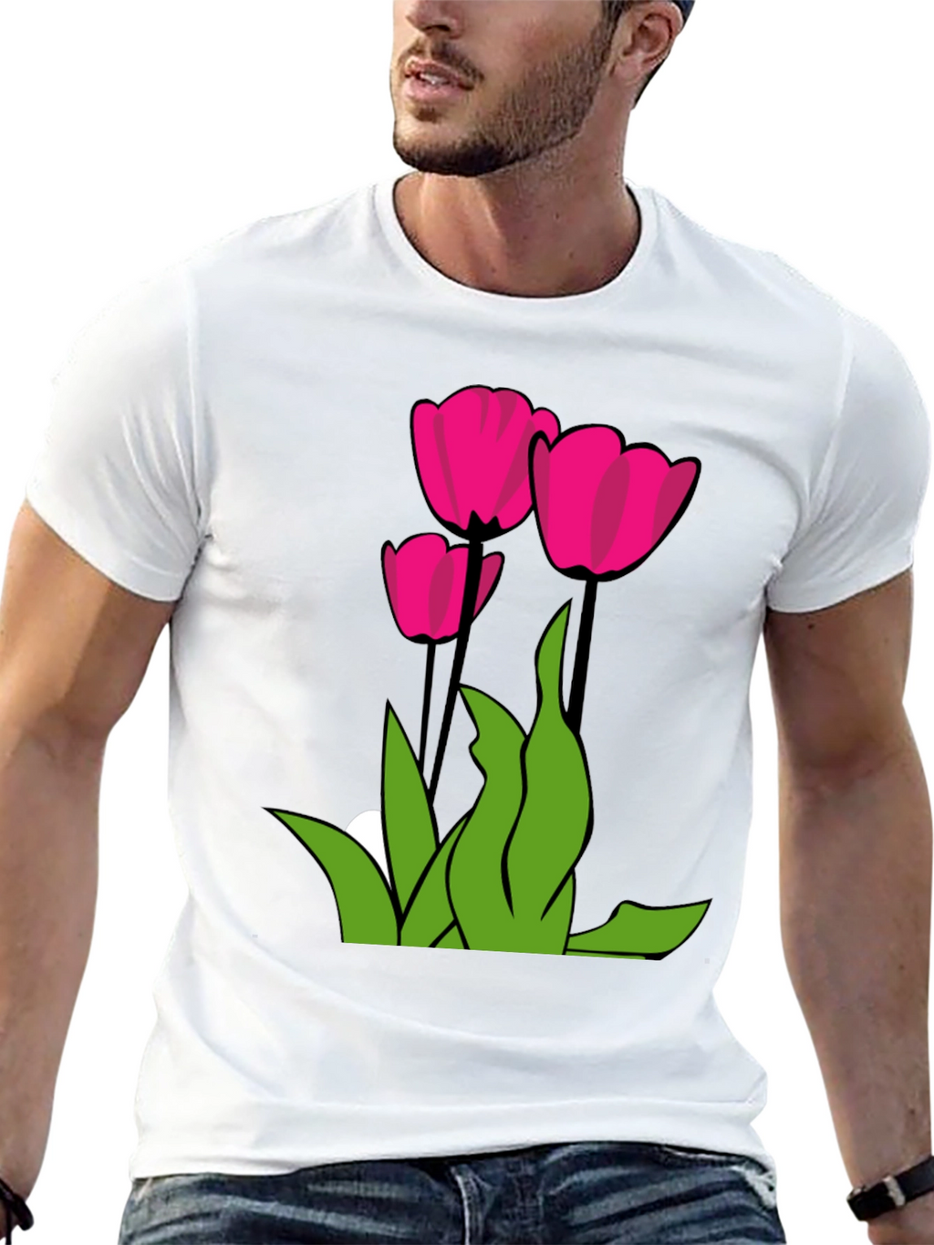 Tulip Graphic Tee - Modern Floral Design