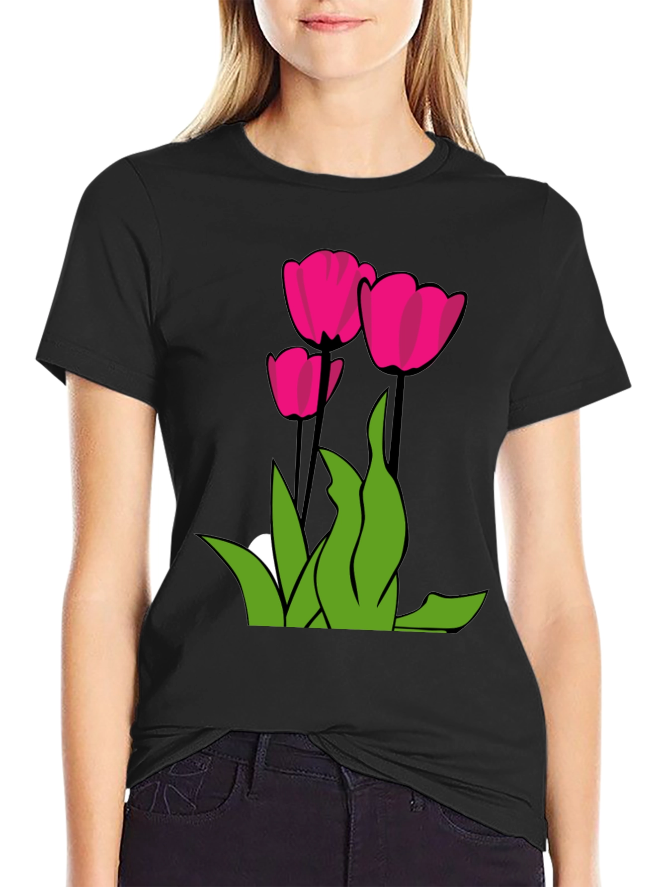 Tulip Graphic Tee - Modern Floral Design