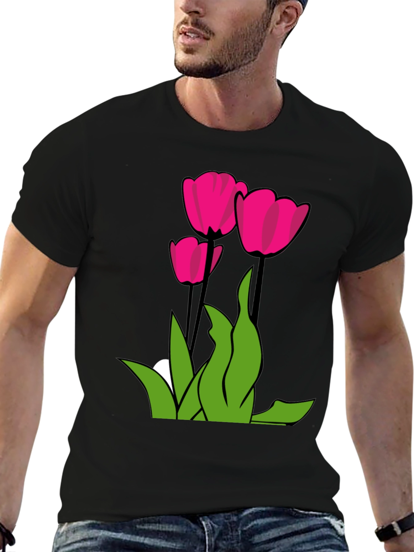 Tulip Graphic Tee - Modern Floral Design