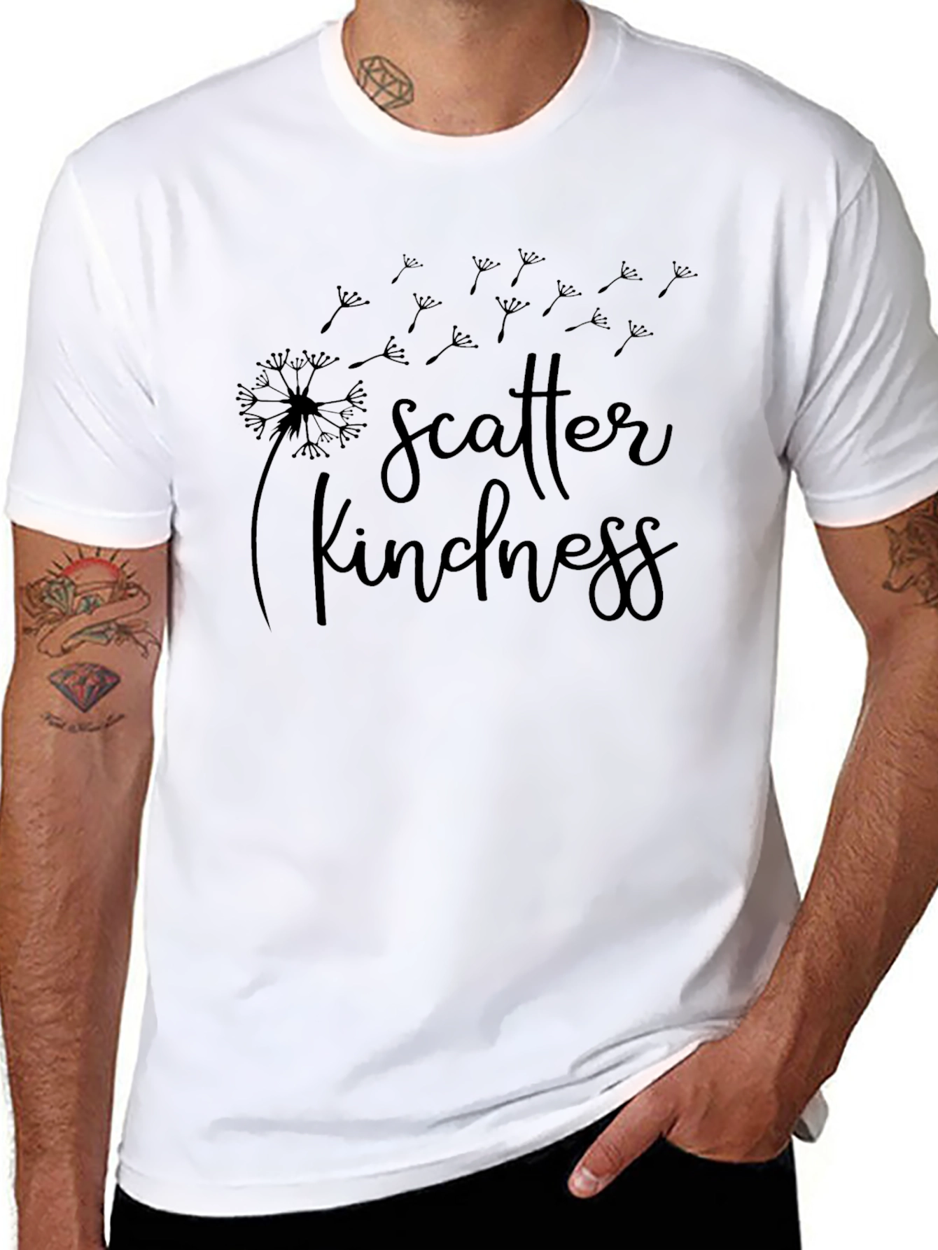Scatter Kindness Black Graphic T-Shirt