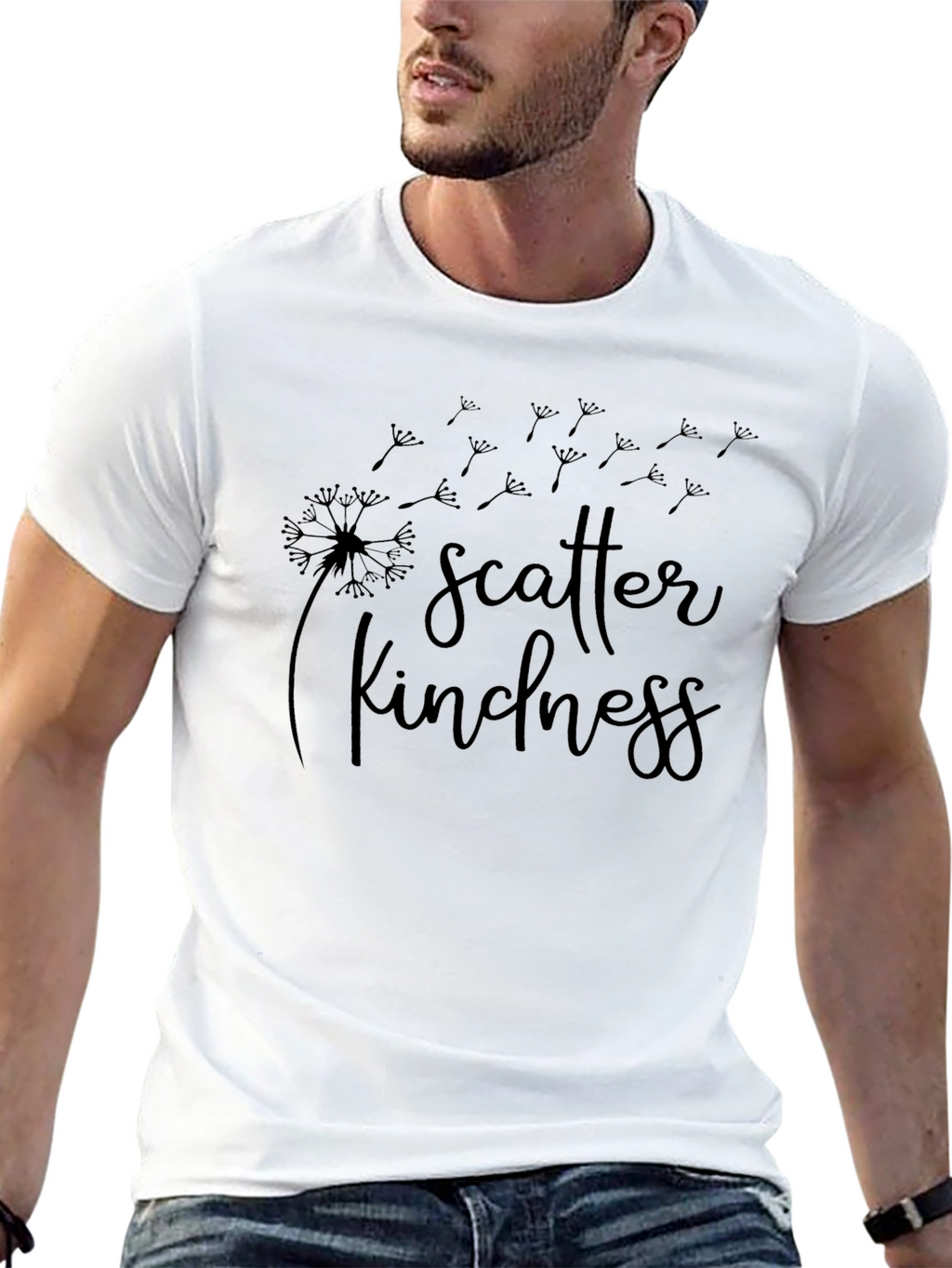 Scatter Kindness Black Graphic T-Shirt