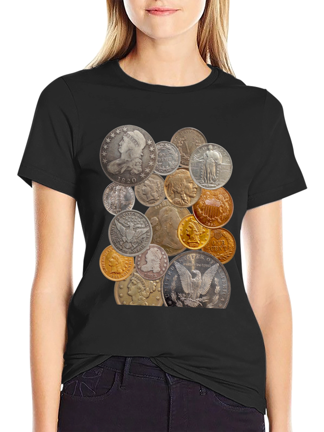 Coin Collector Graphic Tee - Unique Vintage Coin Design