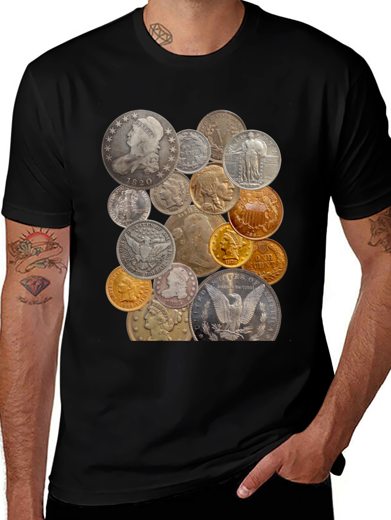 Coin Collector Graphic Tee - Unique Vintage Coin Design