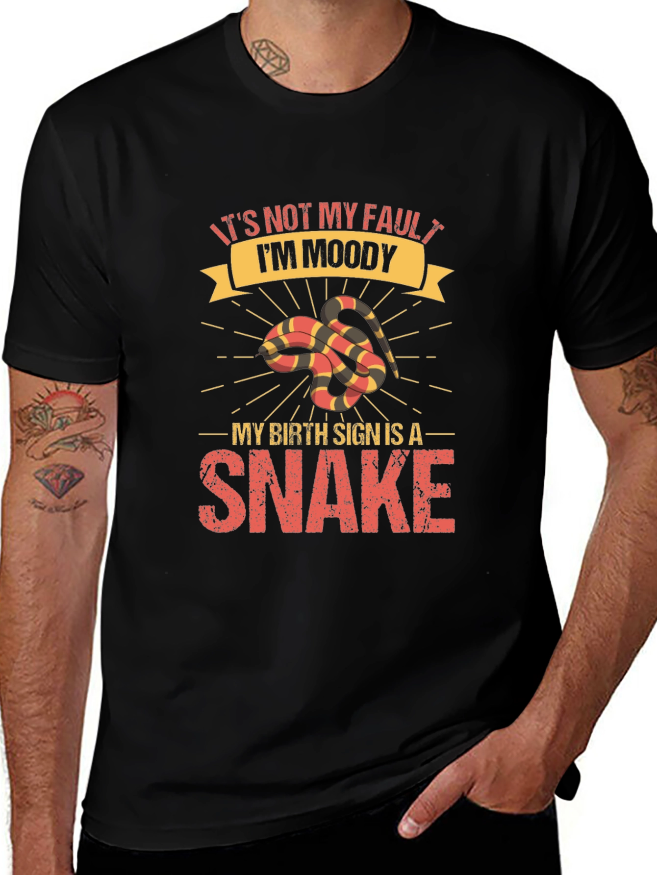 Moody Snake Zodiac T-Shirt - Unique Graphic Tee