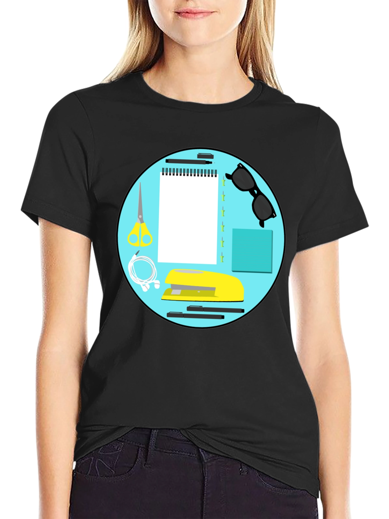 Stationery Circle Graphic Tee - Black