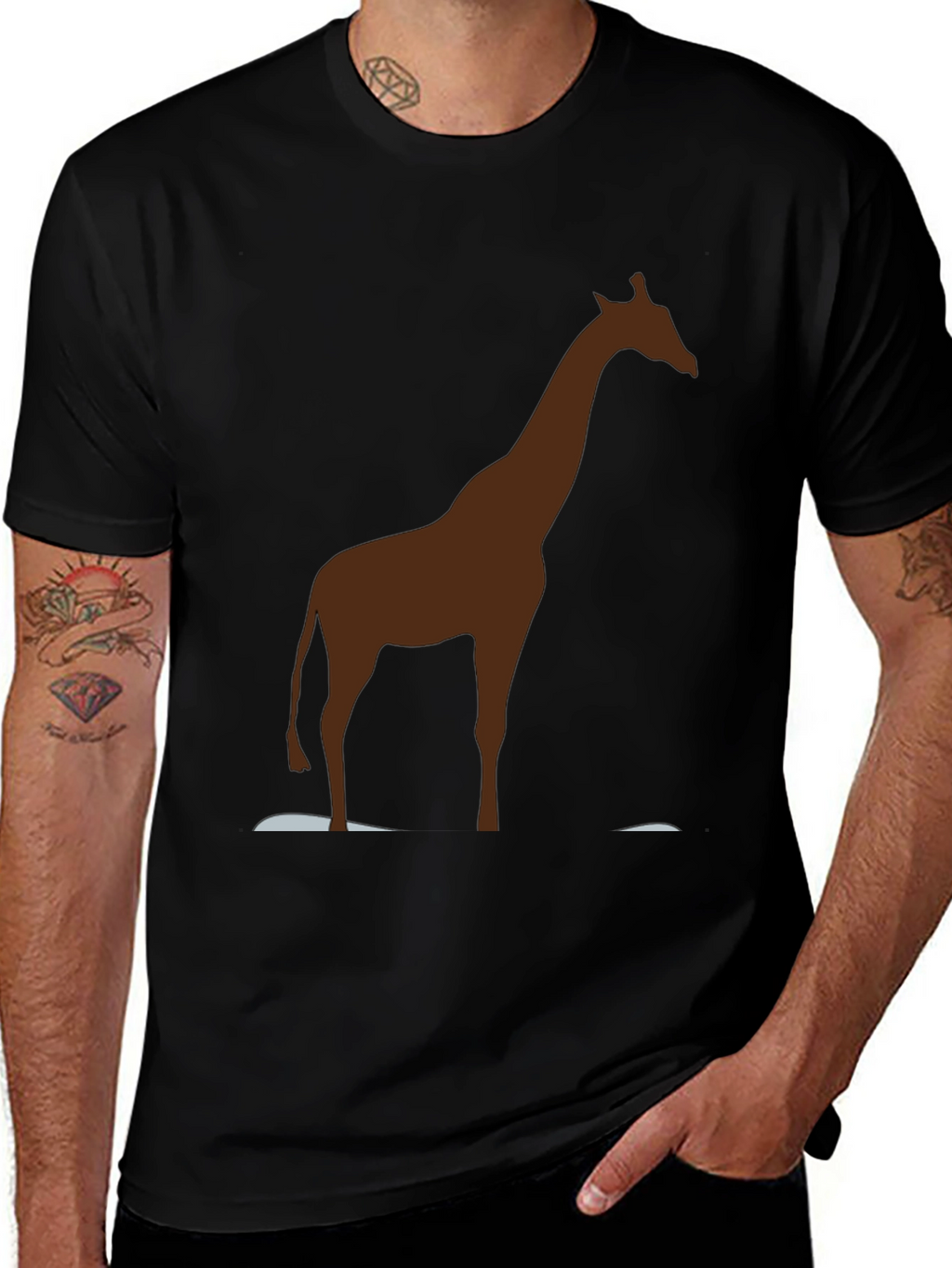 Giraffe Graphic Tee - Mens Black T-Shirt