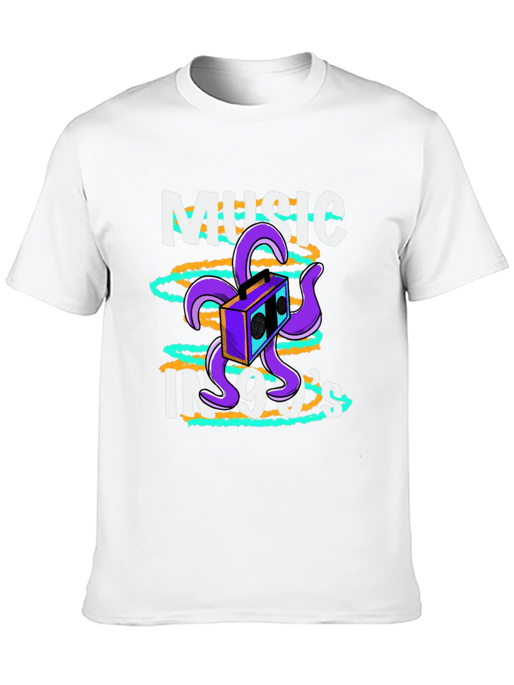 90s Music T-Shirt Retro Boombox Octopus Graphic Tee