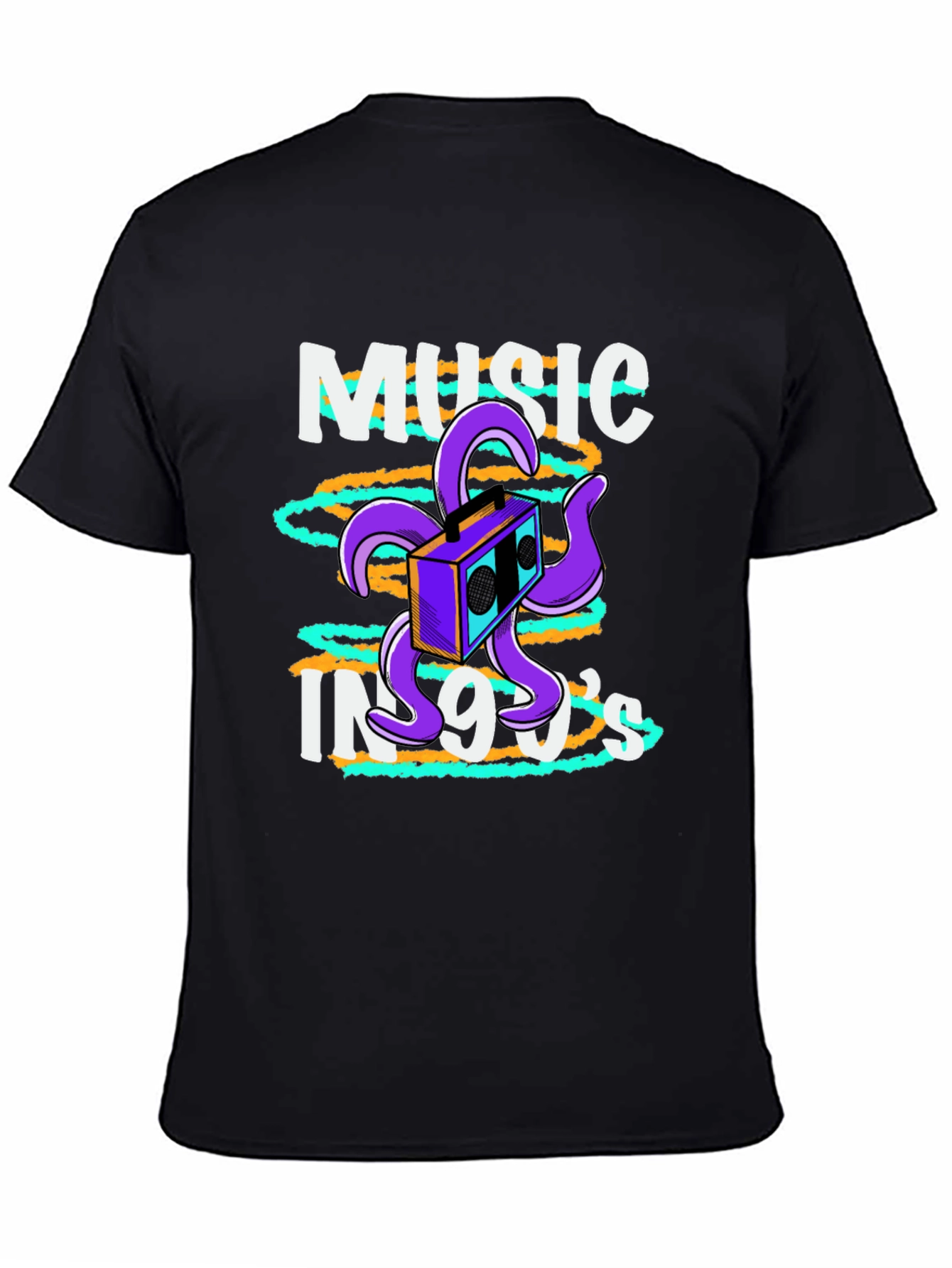 90s Music T-Shirt Retro Boombox Octopus Graphic Tee