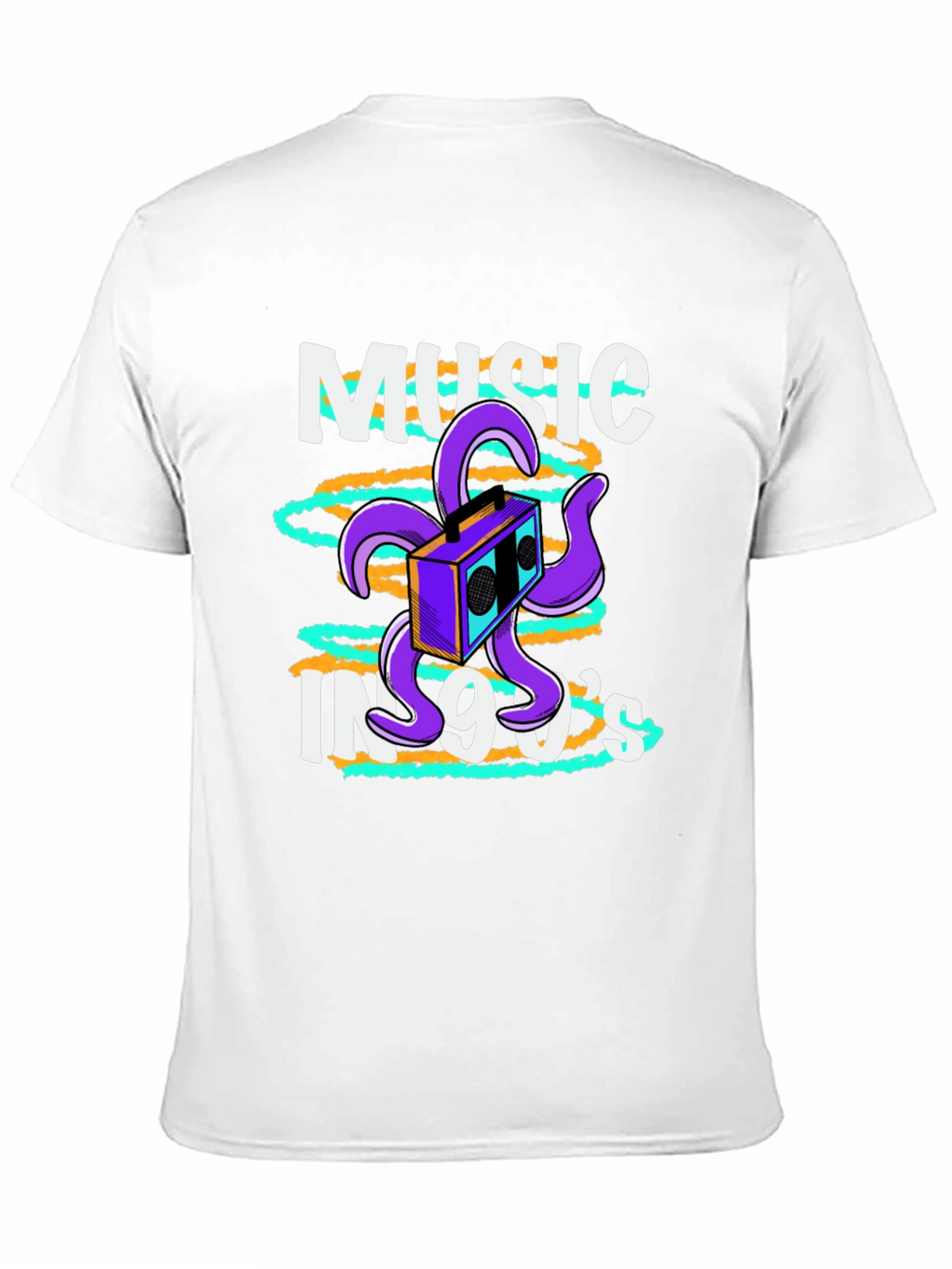 90s Music T-Shirt Retro Boombox Octopus Graphic Tee
