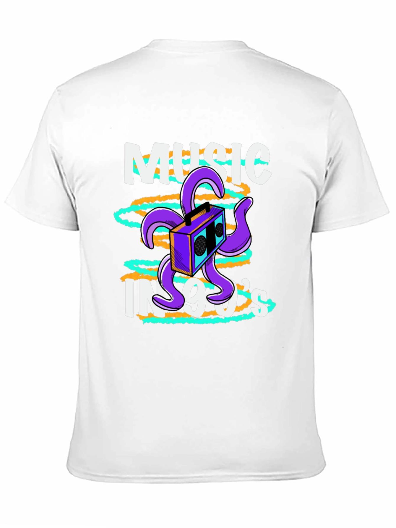 90s Music T-Shirt Retro Boombox Octopus Graphic Tee