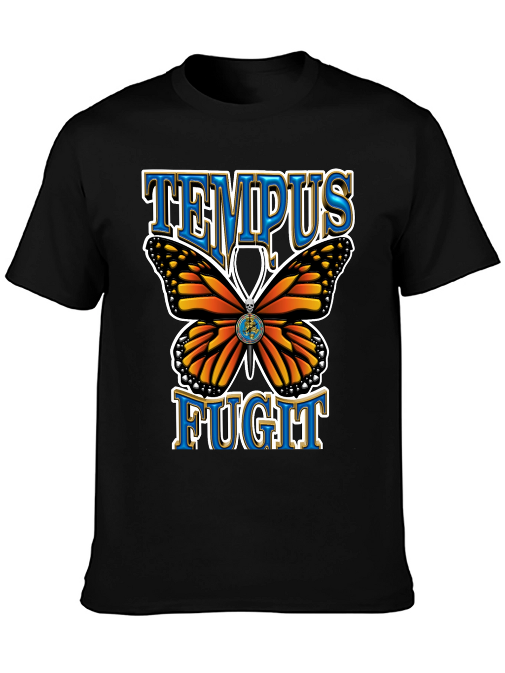 Tempus Fugit Butterfly Graphic Tee - Classic Black