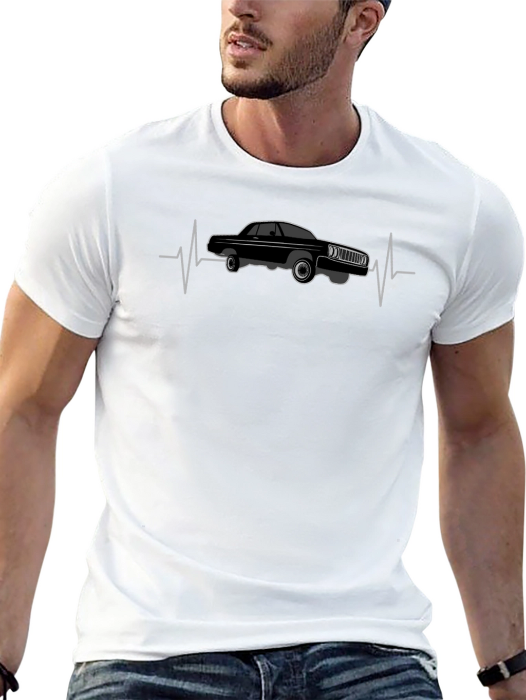 Classic Car Heartbeat T-Shirt - Cool Auto Design