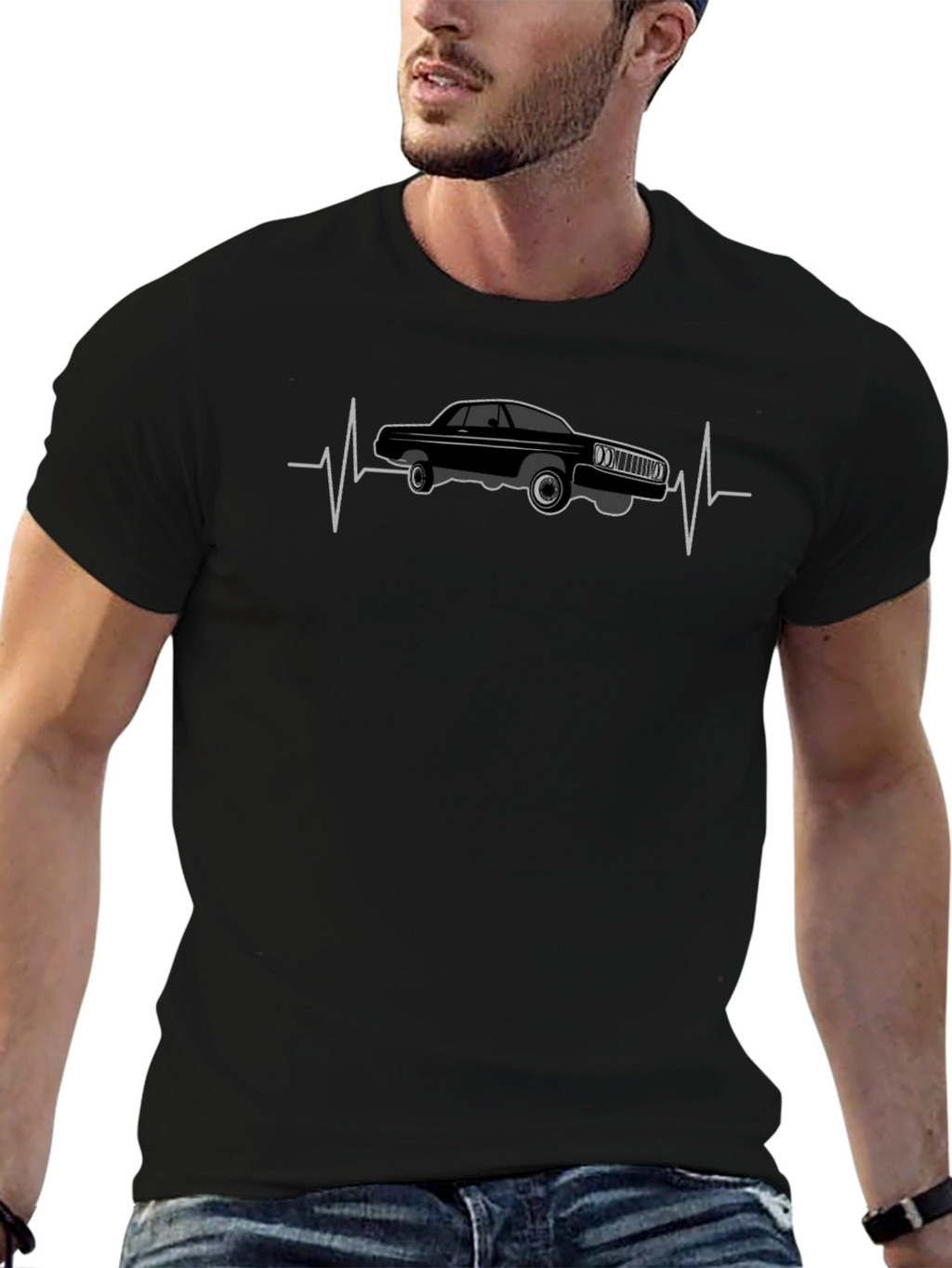 Classic Car Heartbeat T-Shirt - Cool Auto Design