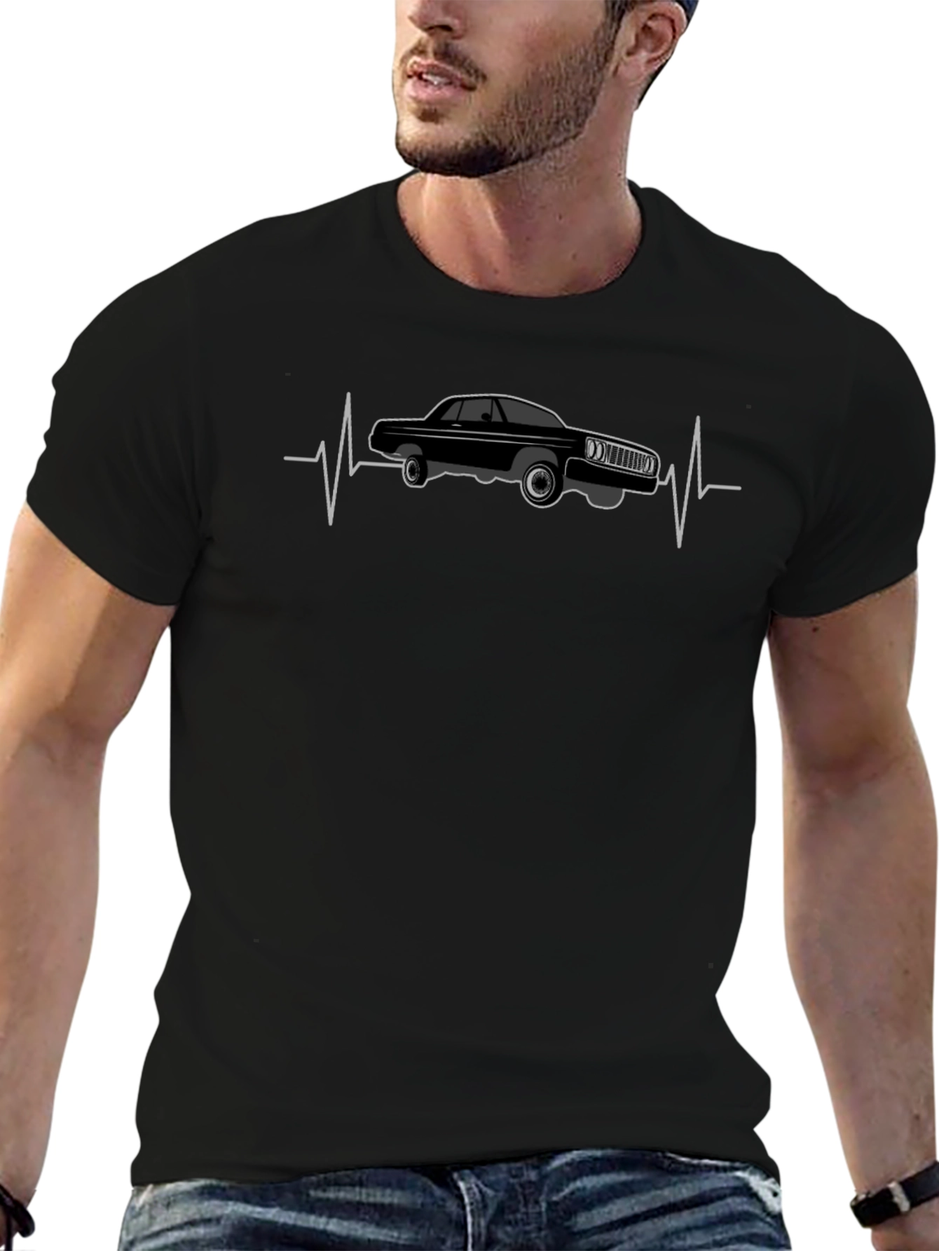 Classic Car Heartbeat T-Shirt - Cool Auto Design