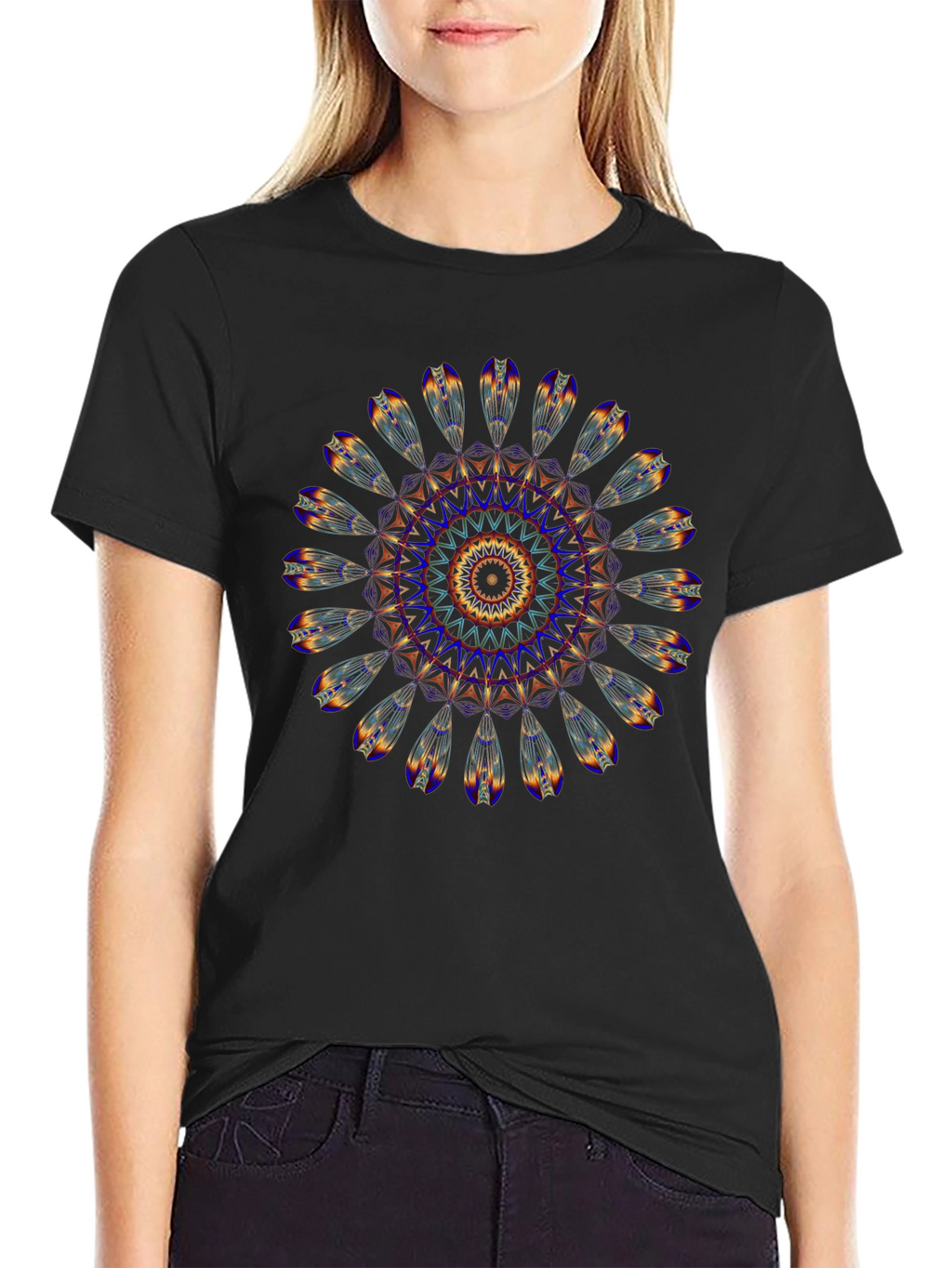 Mandala Graphic Print Black T-Shirt