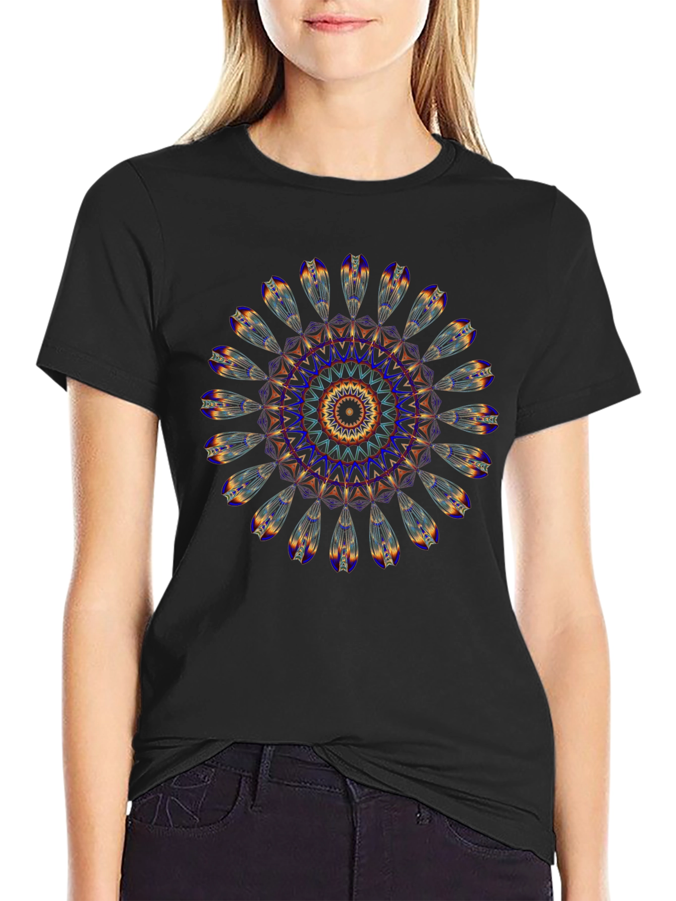 Mandala Graphic Print Black T-Shirt