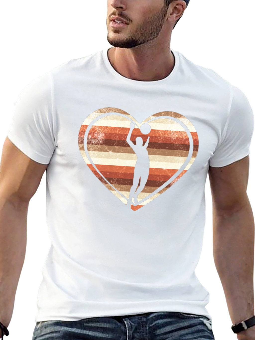 Basketball Heart T-Shirt - Retro Design