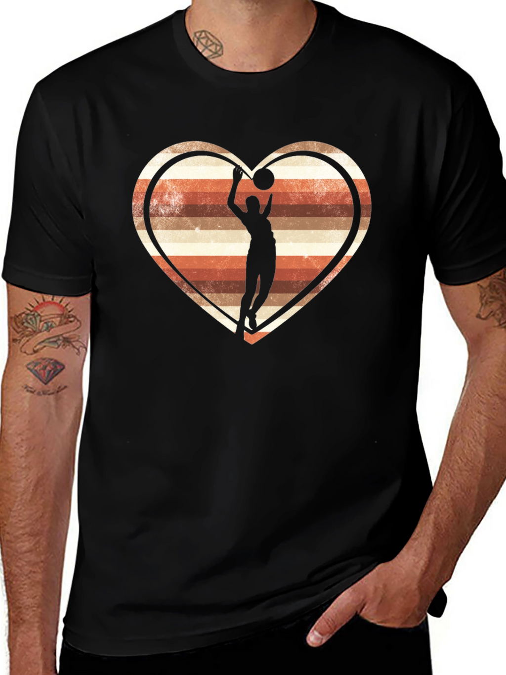 Basketball Heart T-Shirt - Retro Design