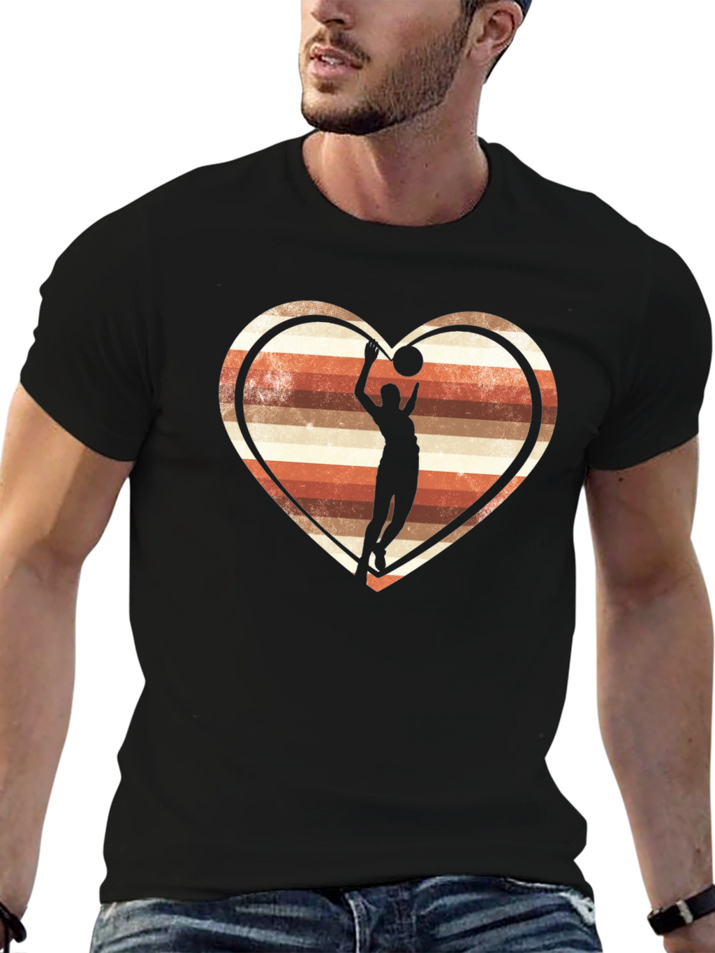 Basketball Heart T-Shirt - Retro Design