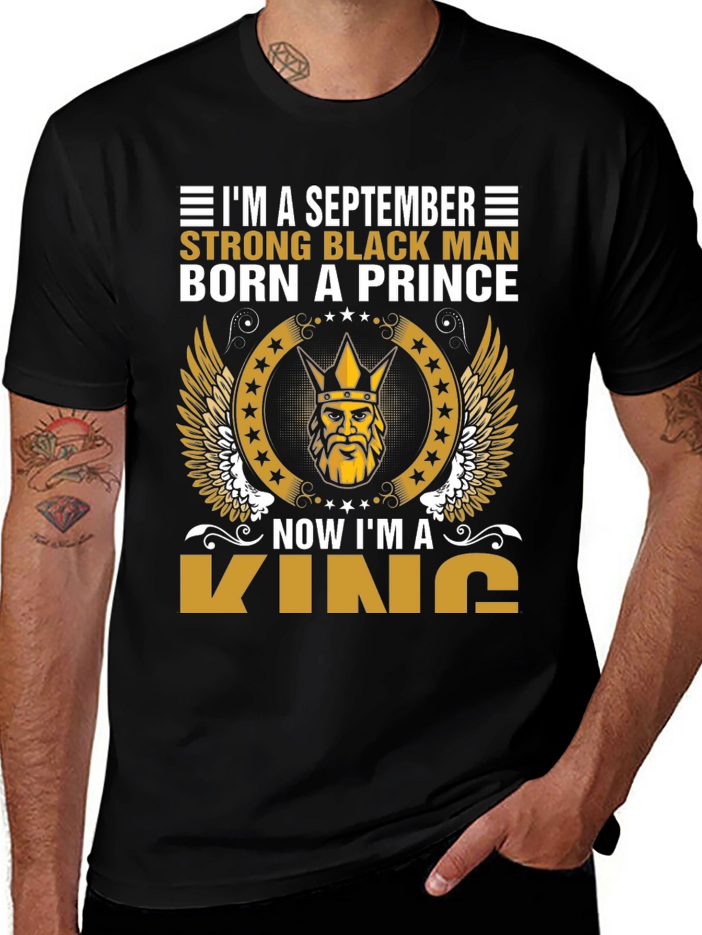 September Strong Black Man King Graphic Tee