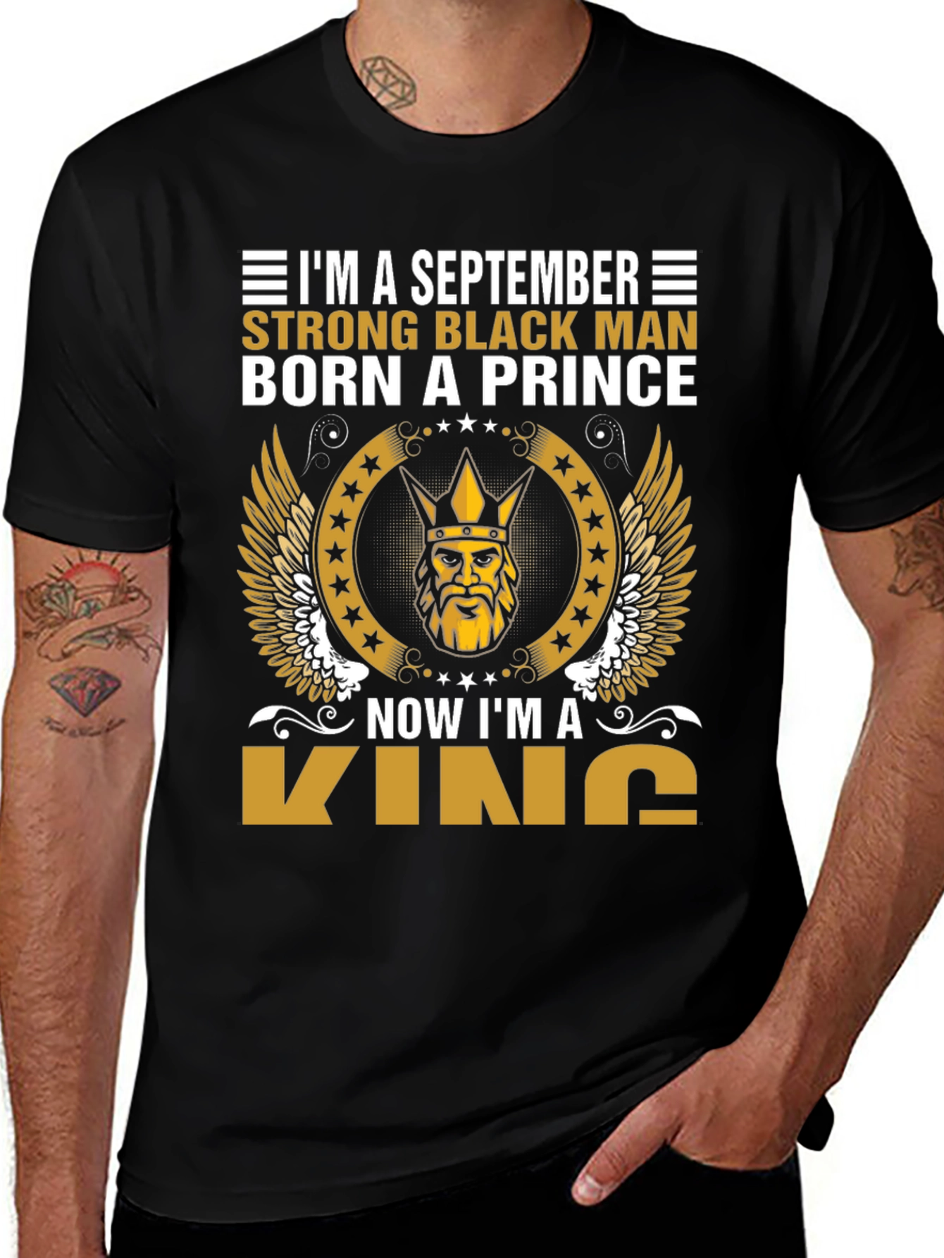 September Strong Black Man King Graphic Tee