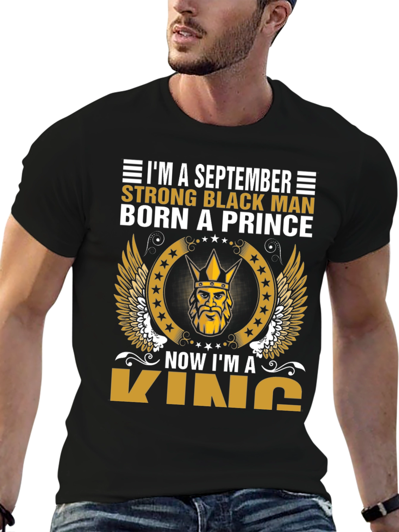 September Strong Black Man King Graphic Tee