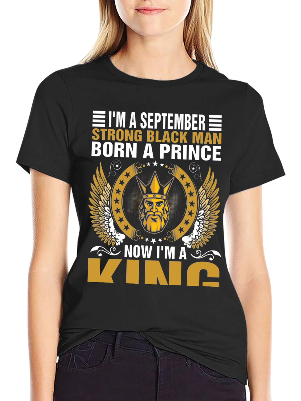 September Strong Black Man King Graphic Tee