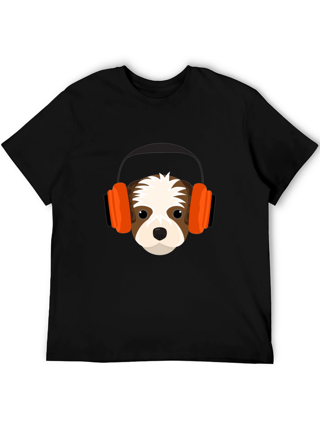 Dog with Headphones Graphic Tee - Black T-Shirt