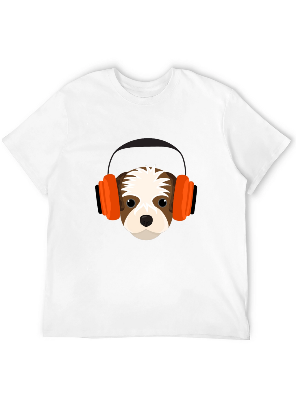 Dog with Headphones Graphic Tee - Black T-Shirt