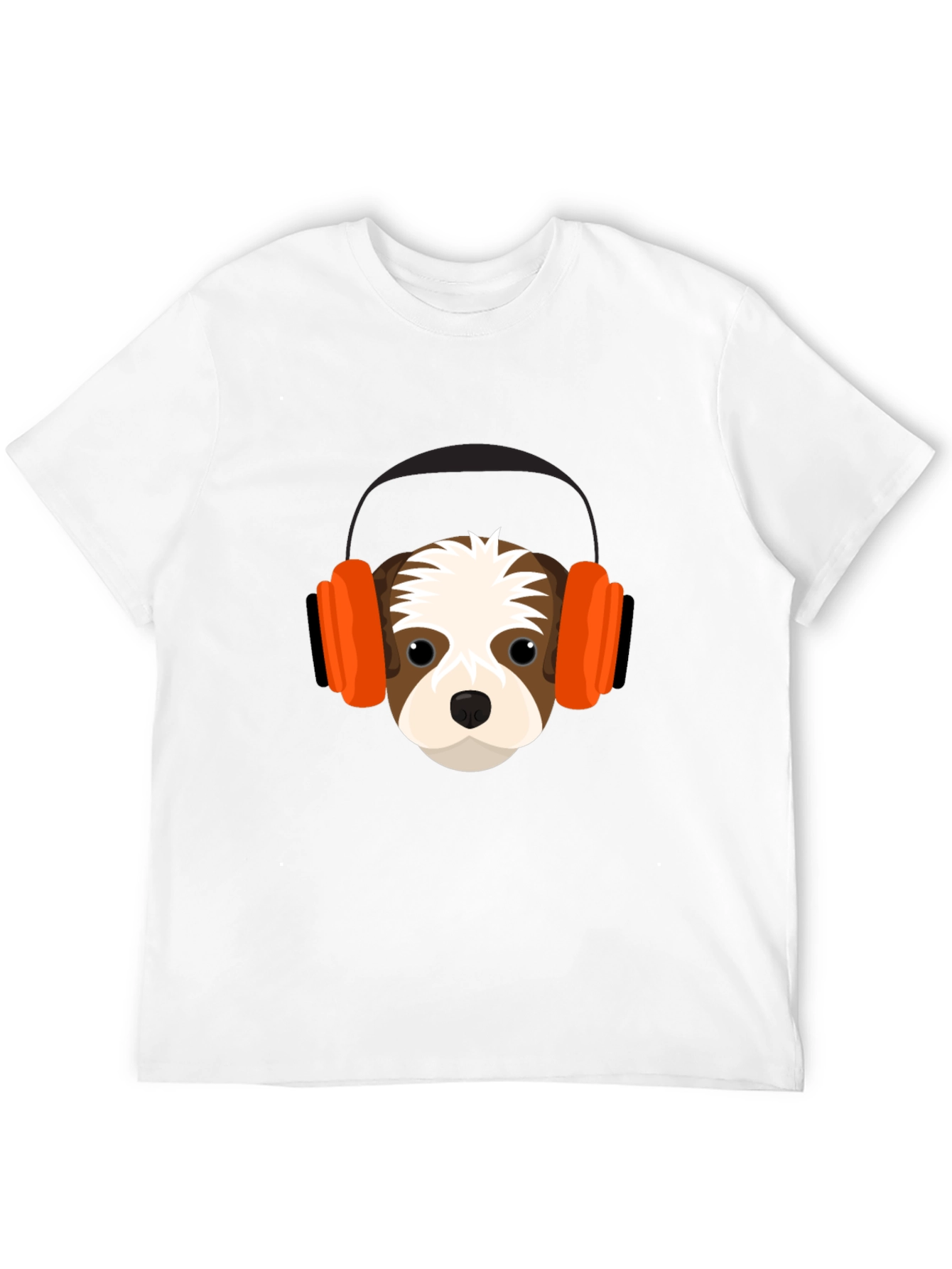Dog with Headphones Graphic Tee - Black T-Shirt