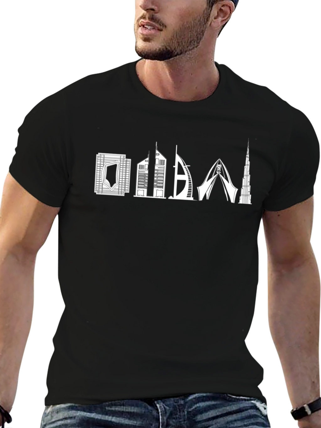 Dubai Skyline Graphic T-Shirt - Black