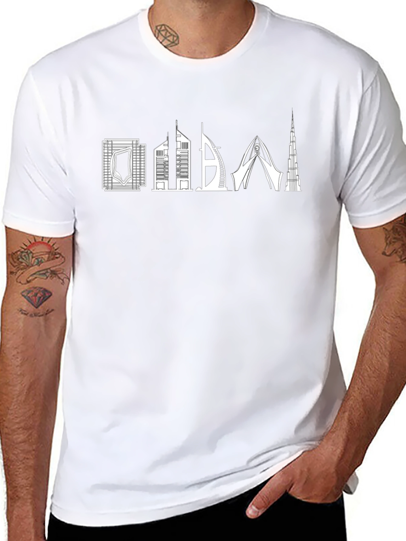 Dubai Skyline Graphic T-Shirt - Black